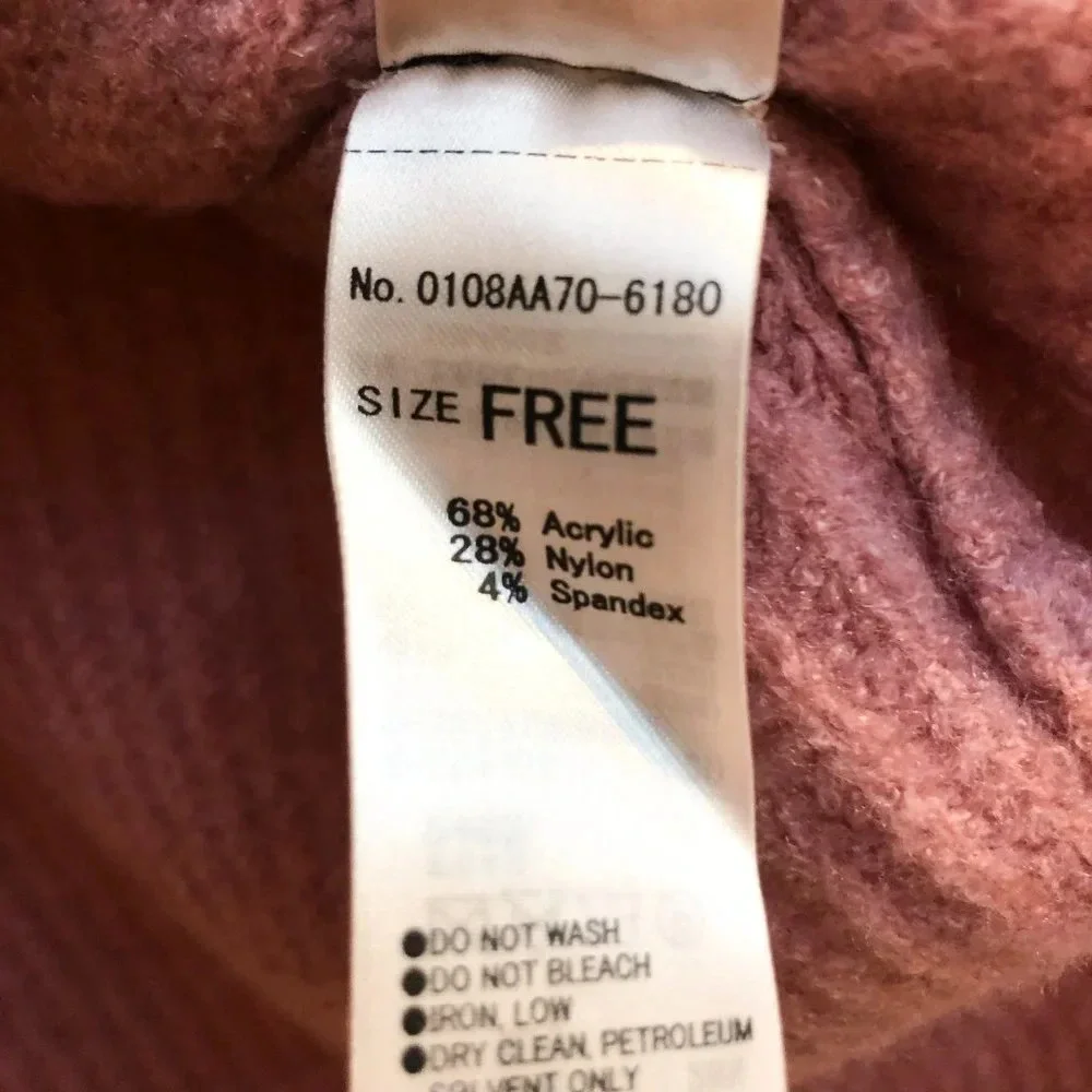 Moussy Pink V Neck Knit Designer Classic Pullover Jumper Sweater Women's OS